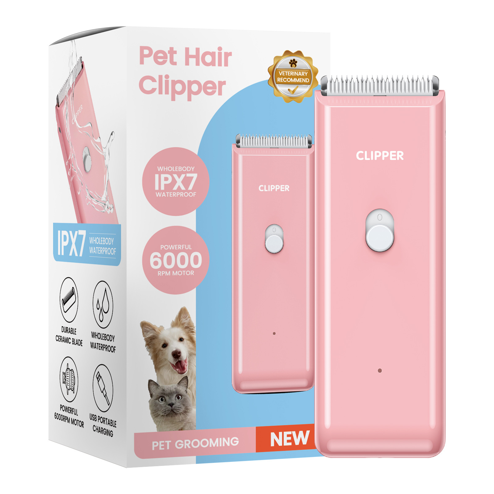 Hair Care Logo - Angstvrije verzorging! waterdichte tondeuse voor huisdieren