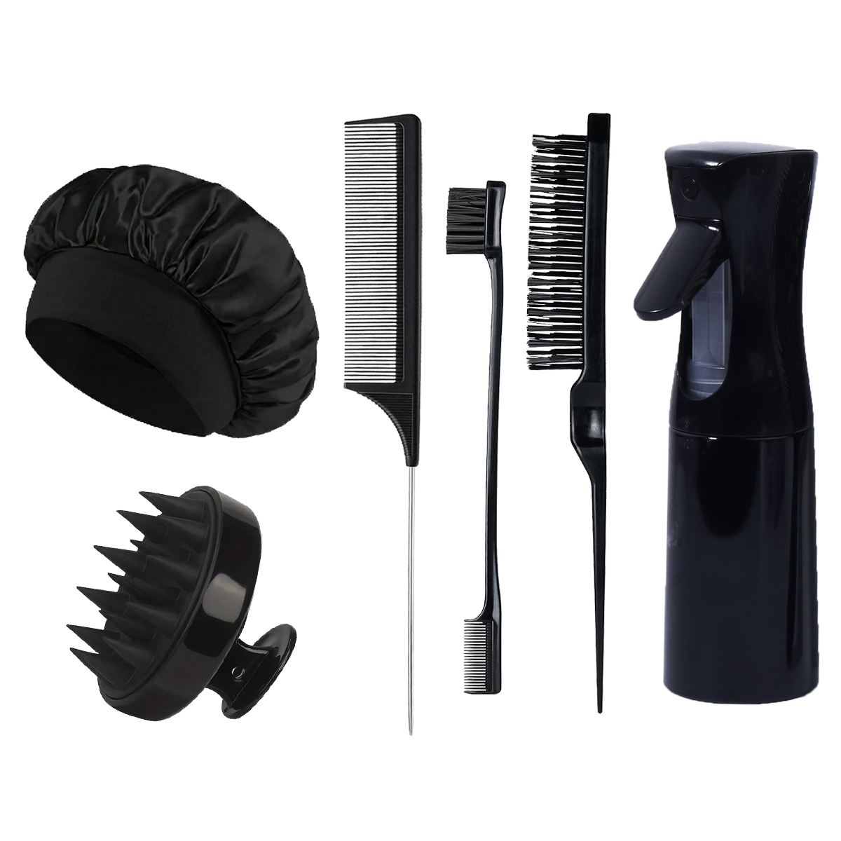 Hair Care Spray - 6-delige haarstylingset, spuitfles, shampooflesjes en borstelkapjes,